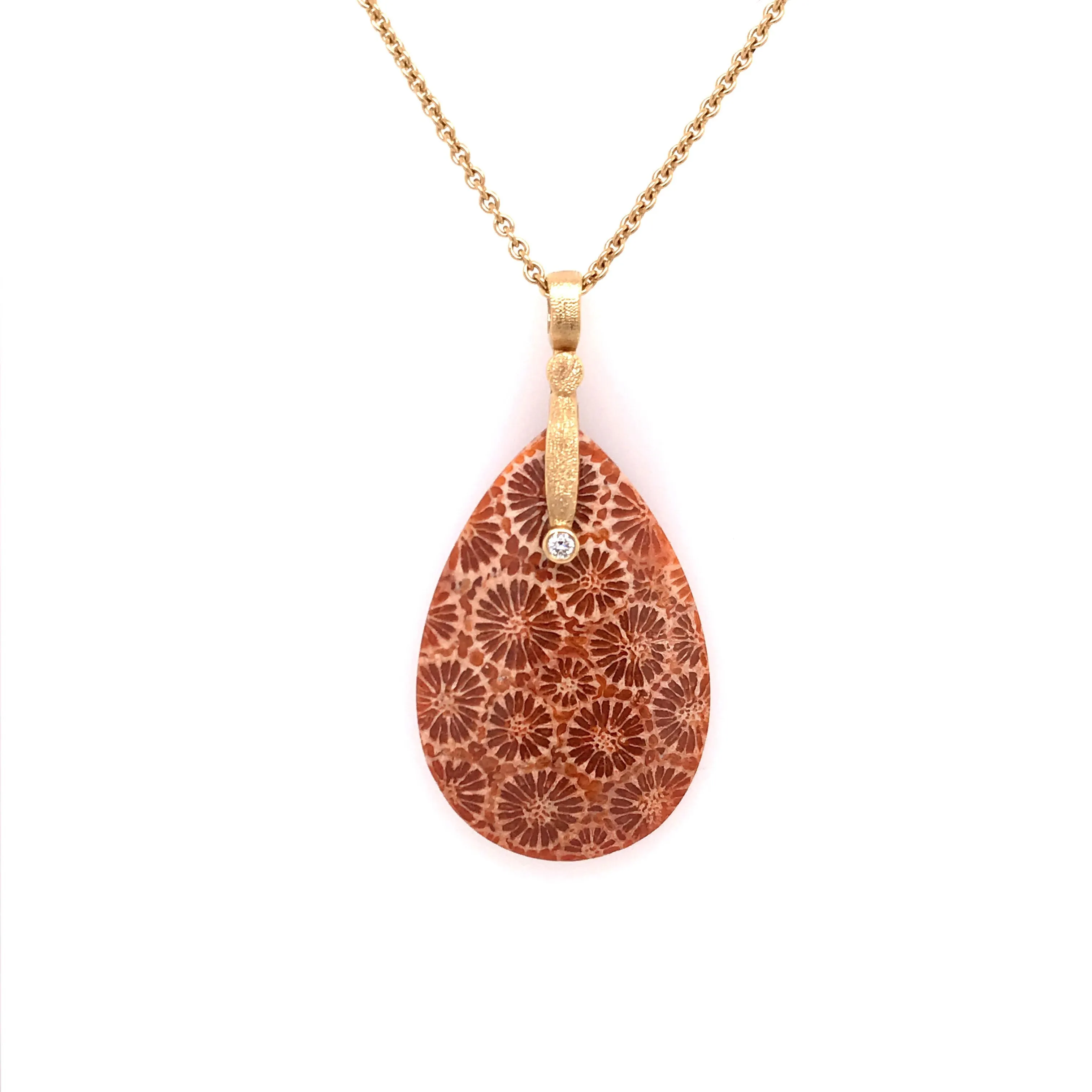 Fossilized Coral Pendant (No Chain)
