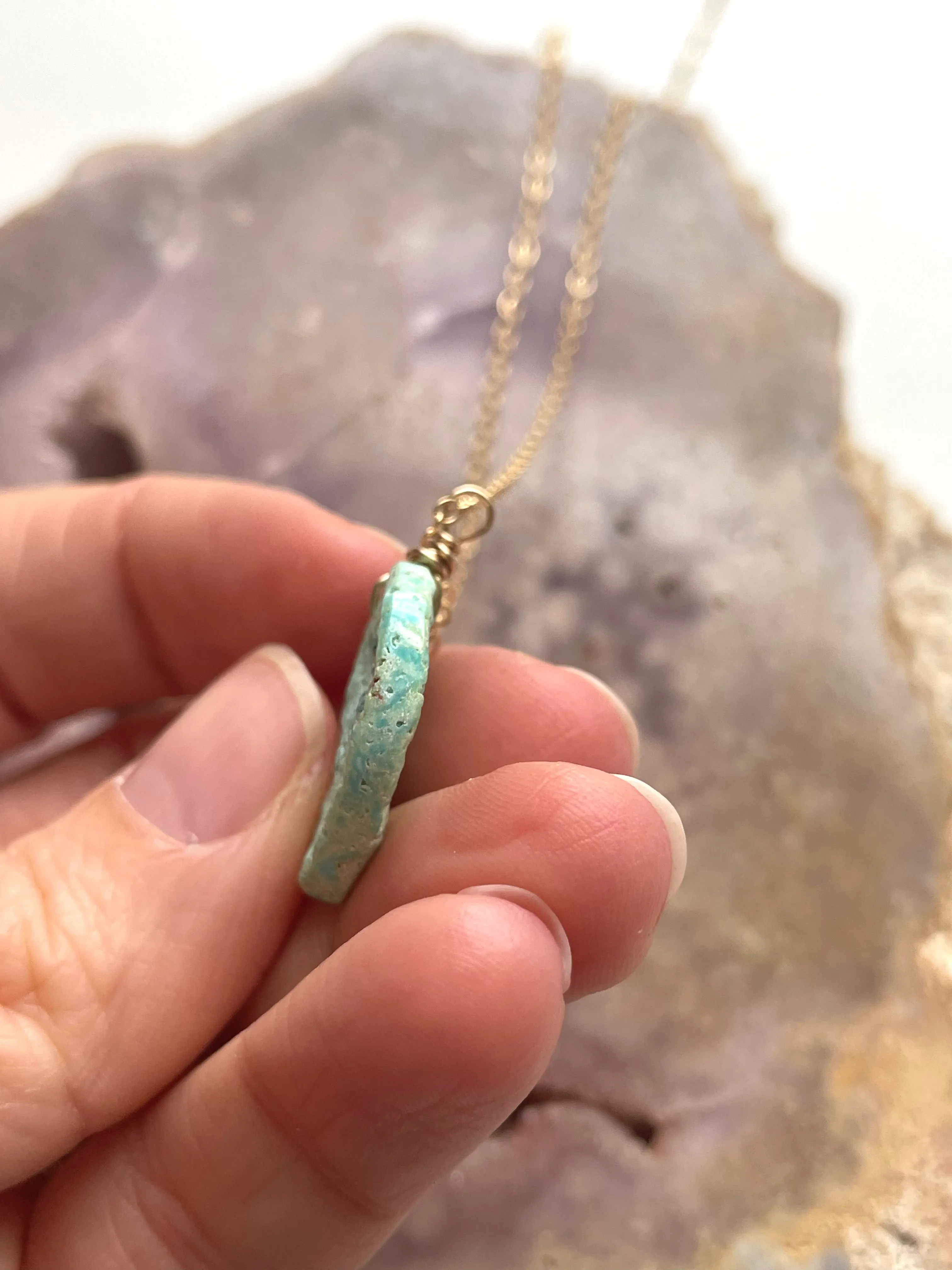 Genuine Arizona Turquoise Necklace  Crystal Necklace