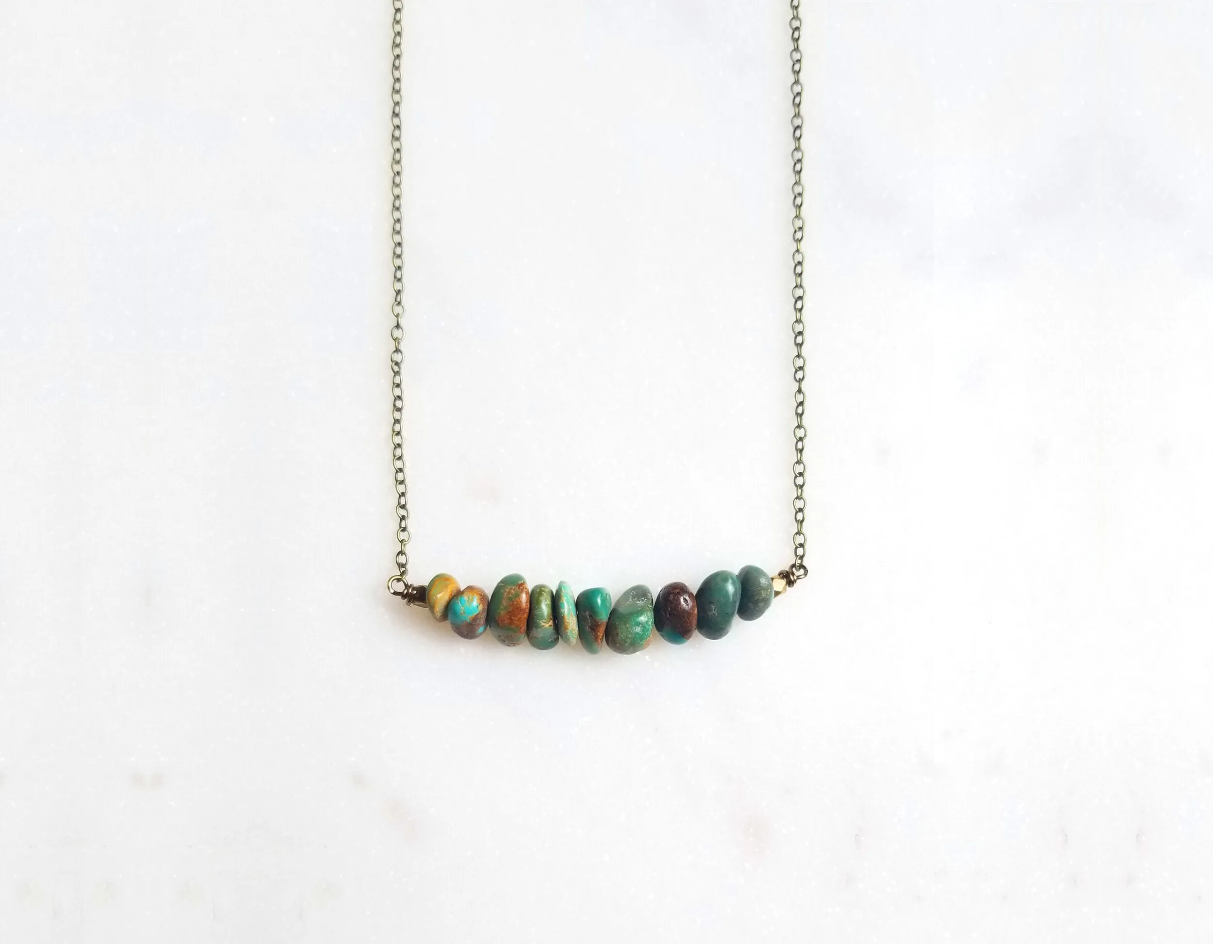 Genuine Turquoise Handmade Brass Necklace by Edgy Petal