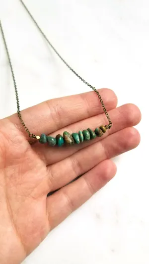 Genuine Turquoise Handmade Brass Necklace by Edgy Petal