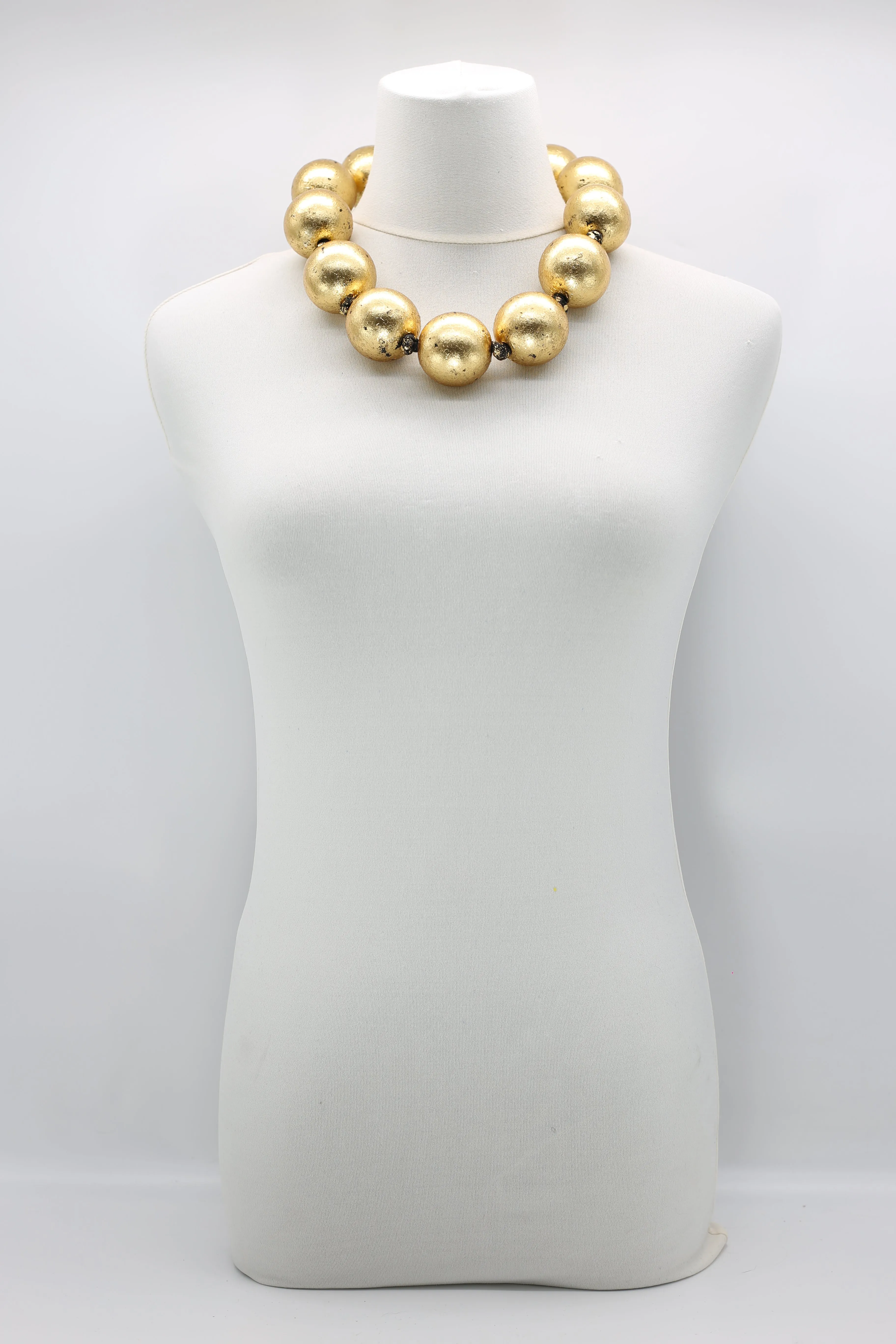 GIANT SIZE BEADS NECKLACES - HAND GILDED SOLID COLOUR