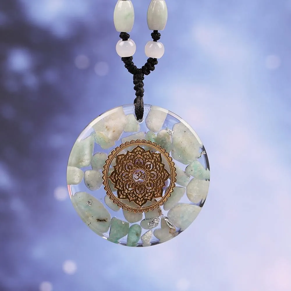 Gold Amazonite Amulet Necklace
