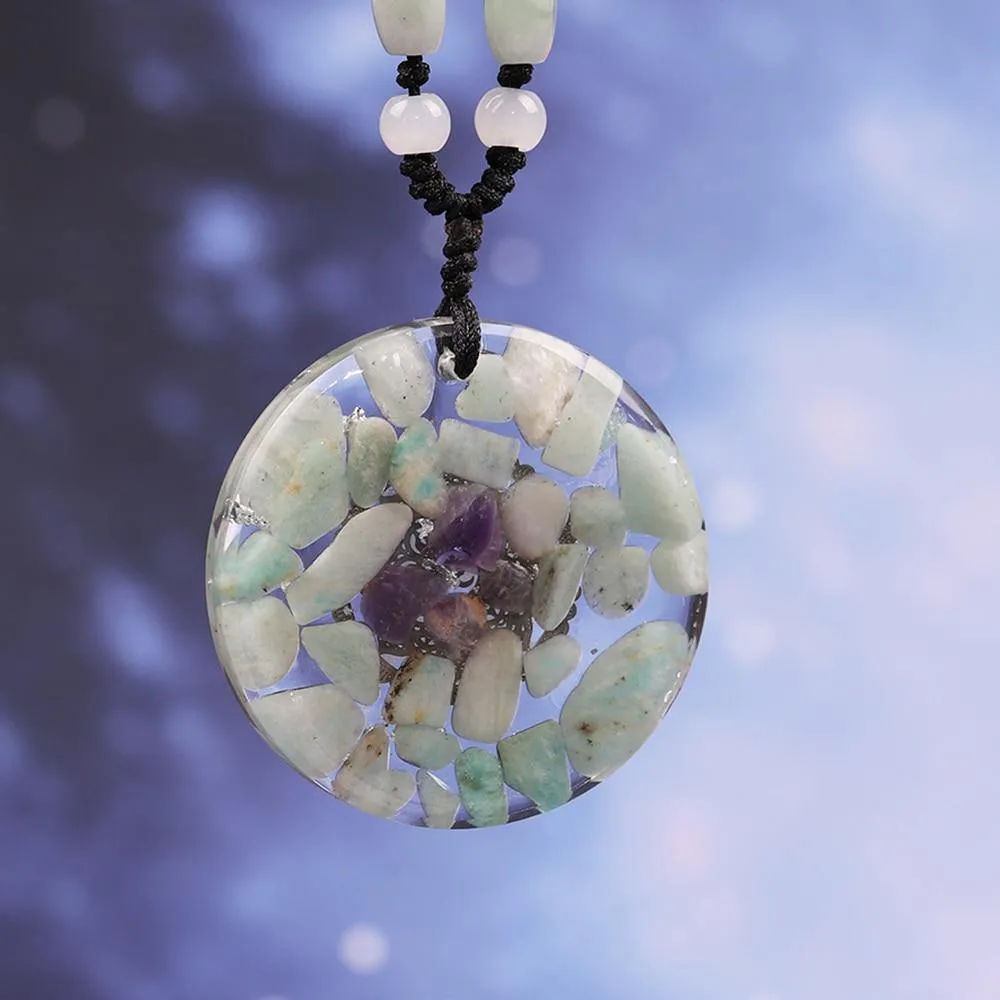 Gold Amazonite Amulet Necklace