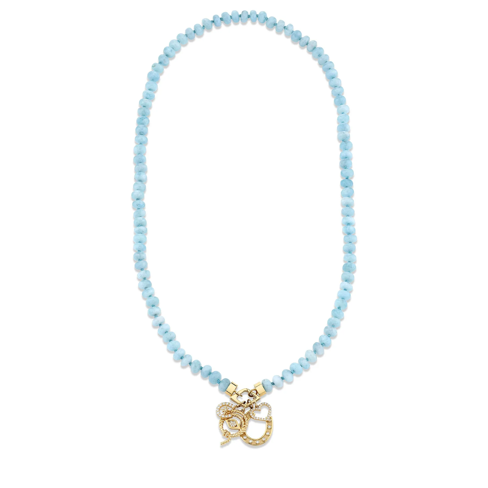 Gold & Diamond Lucky Aquamarine Necklace