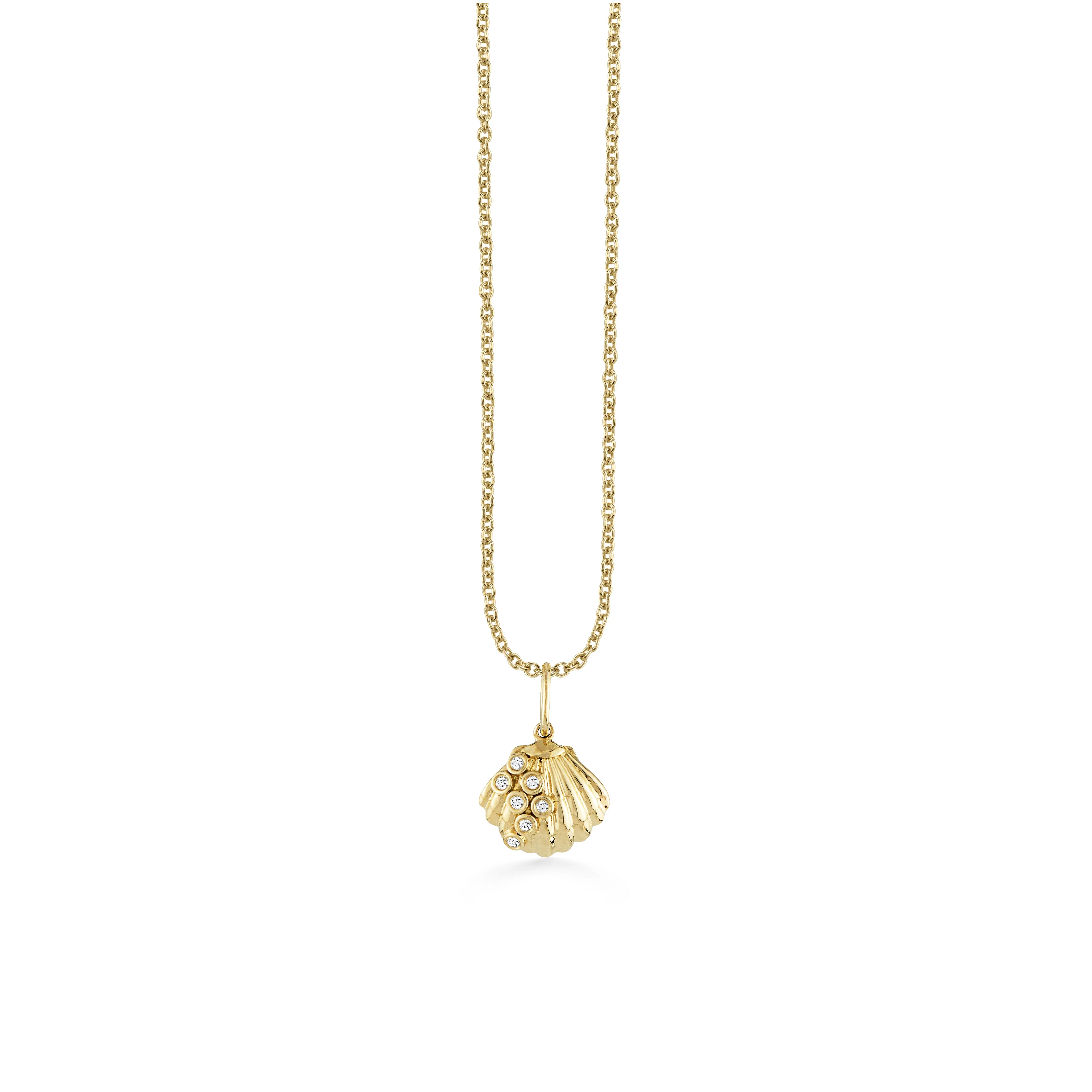 Gold & Diamond Small Clam Shell Charm