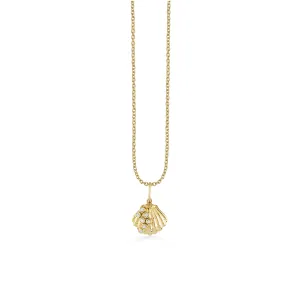 Gold & Diamond Small Clam Shell Charm
