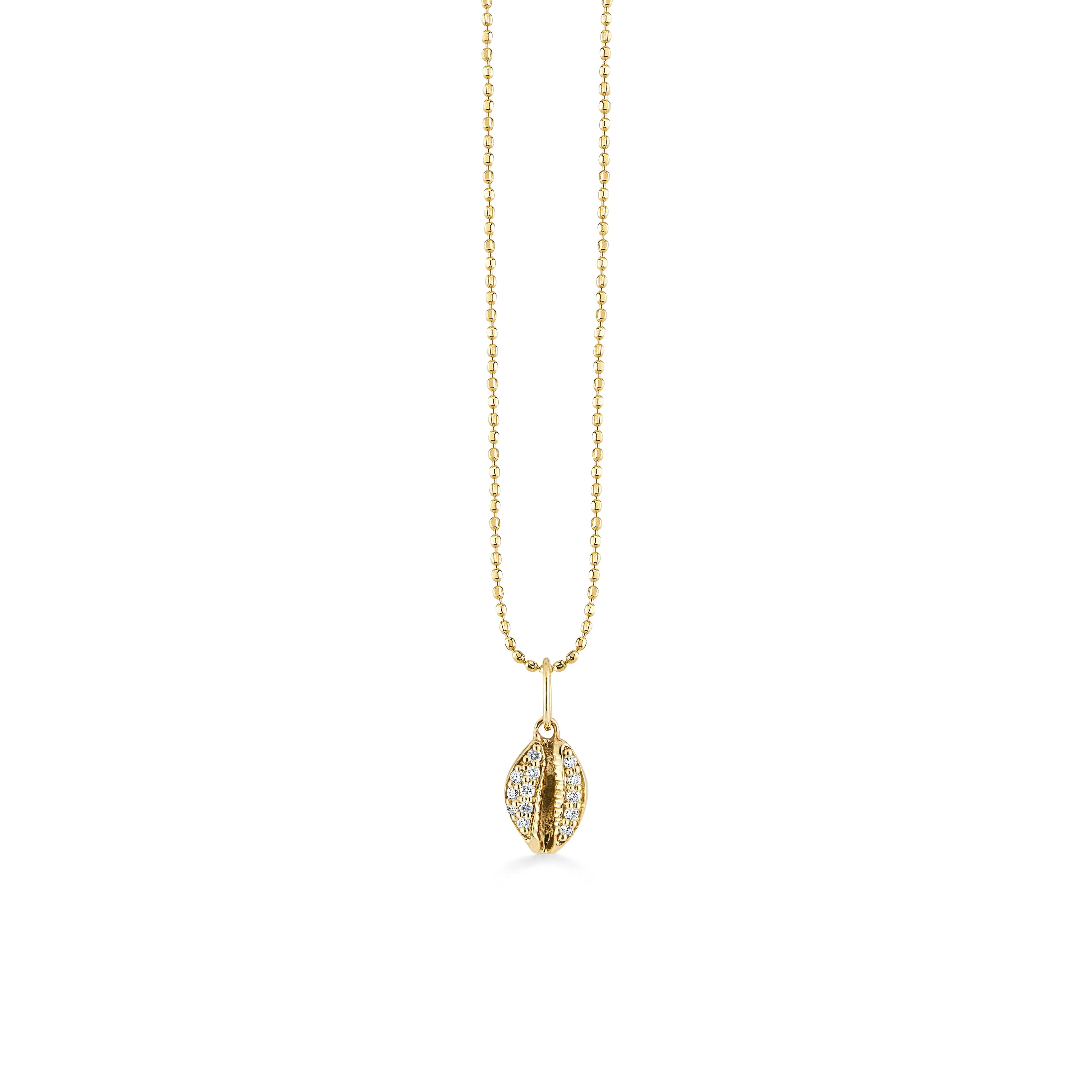 Gold & Diamond Small Cowrie Shell Charm