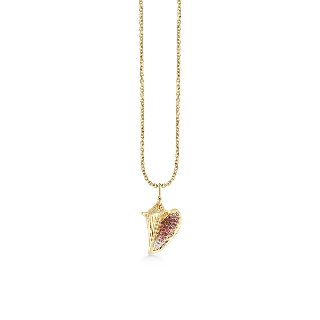 Gold & Gemstone Large Conch Shell Charm