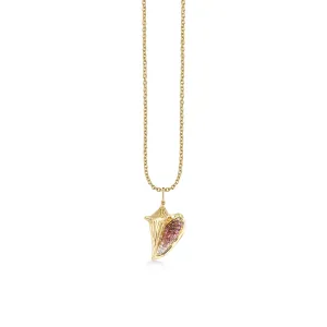 Gold & Gemstone Large Conch Shell Charm