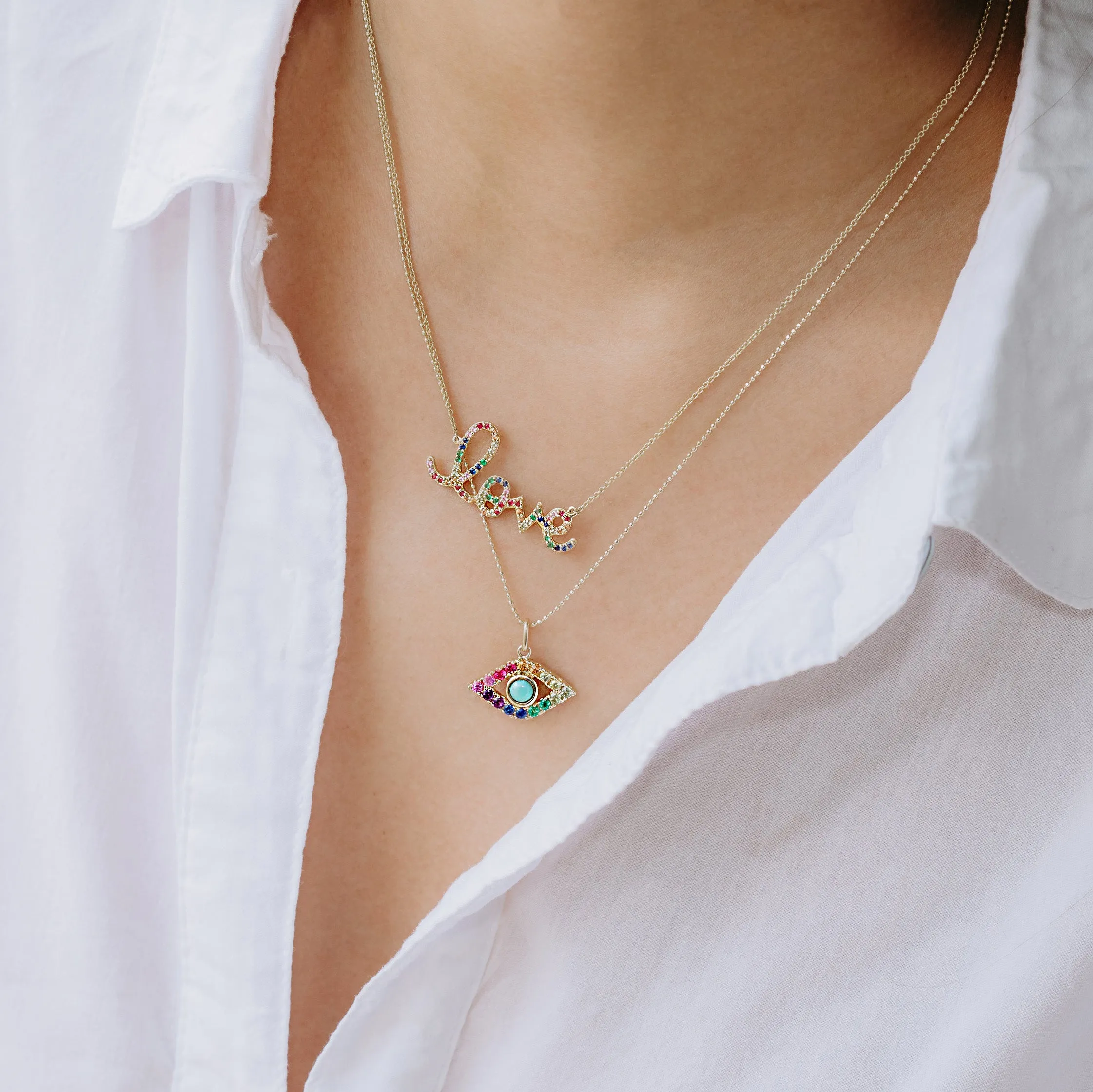 Gold & Rainbow Large Bezel Eye Charm
