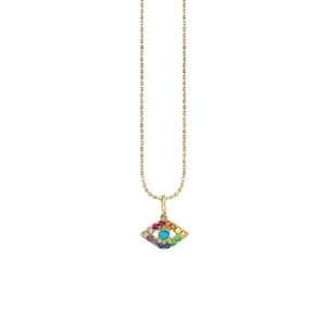Gold & Rainbow Large Bezel Eye Charm