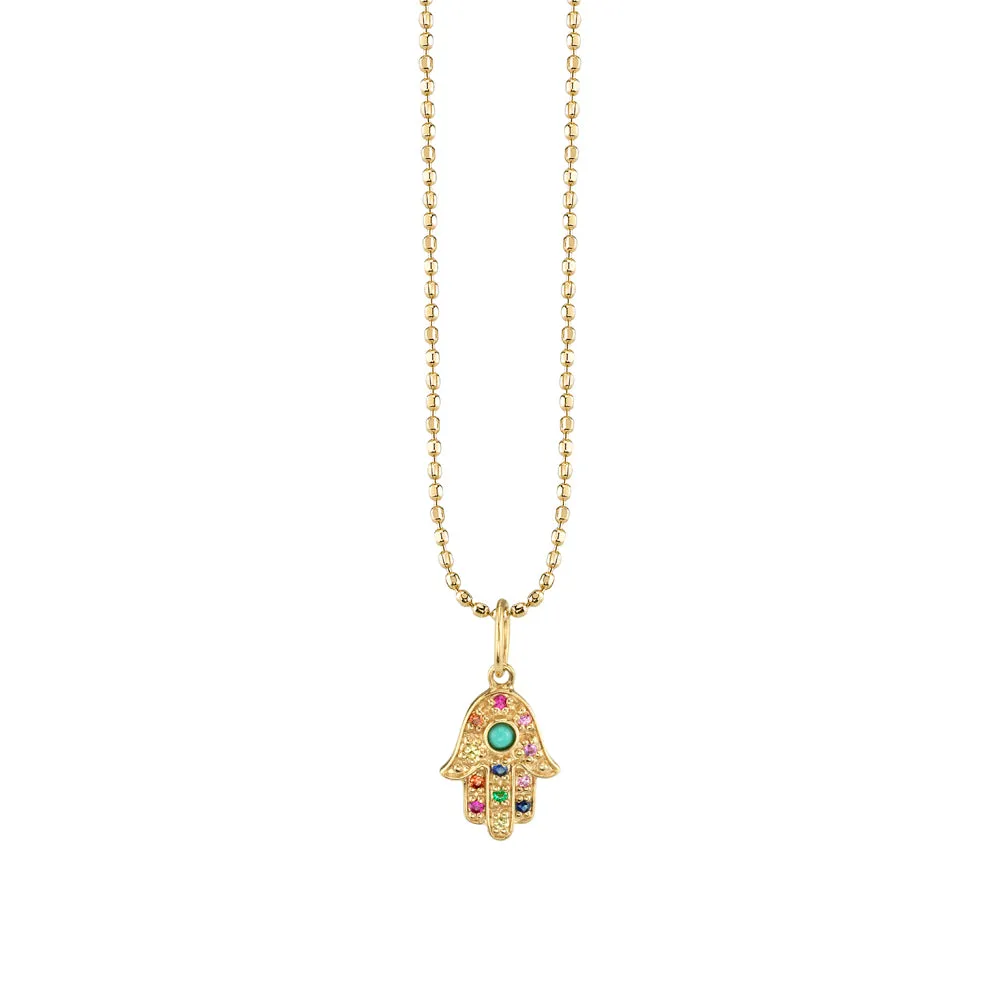 Gold & Rainbow Mini Hamsa Charm