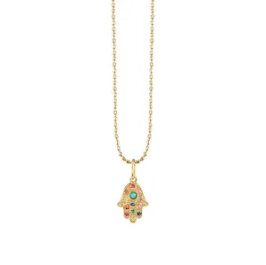 Gold & Rainbow Mini Hamsa Charm