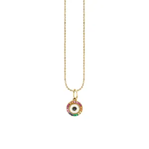 Gold & Rainbow Small Enamel Round Eye Charm