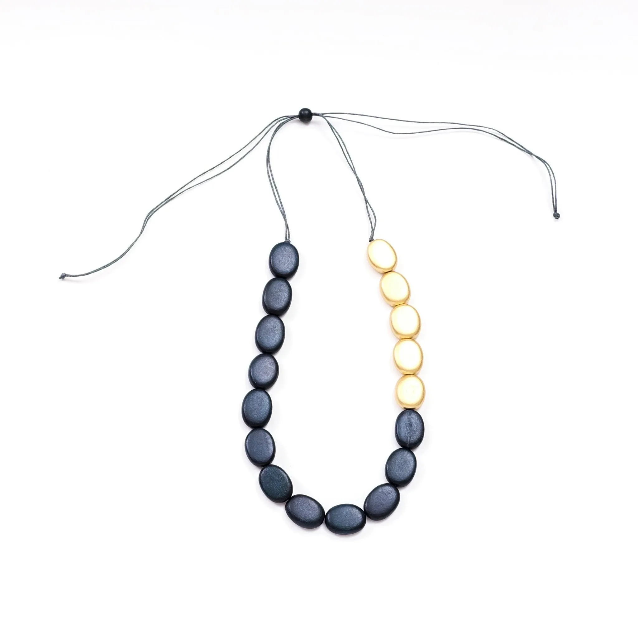 Gold and Charcoal Wooden Bead Necklace Guija