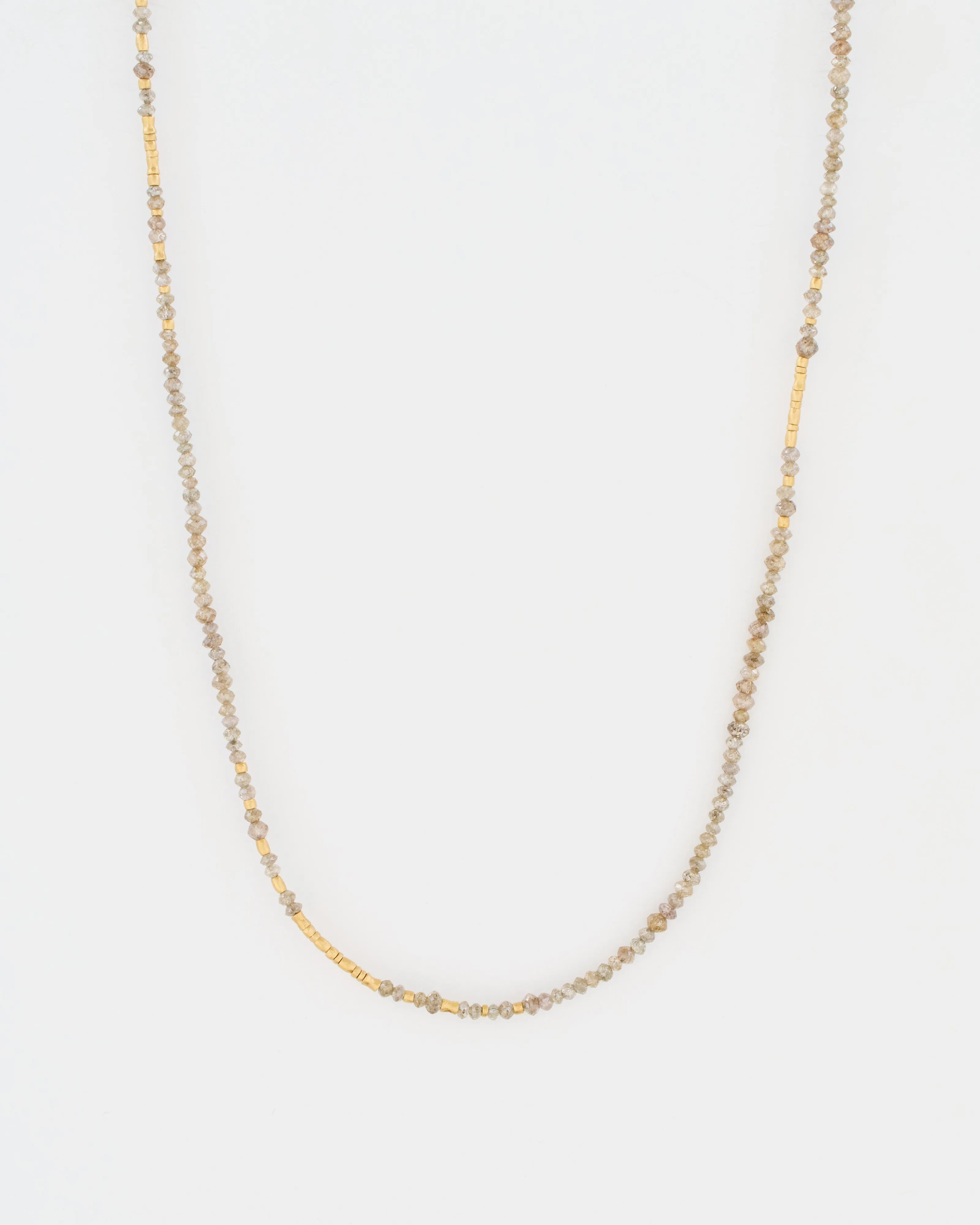 gold and grey diamond round beaded necklace