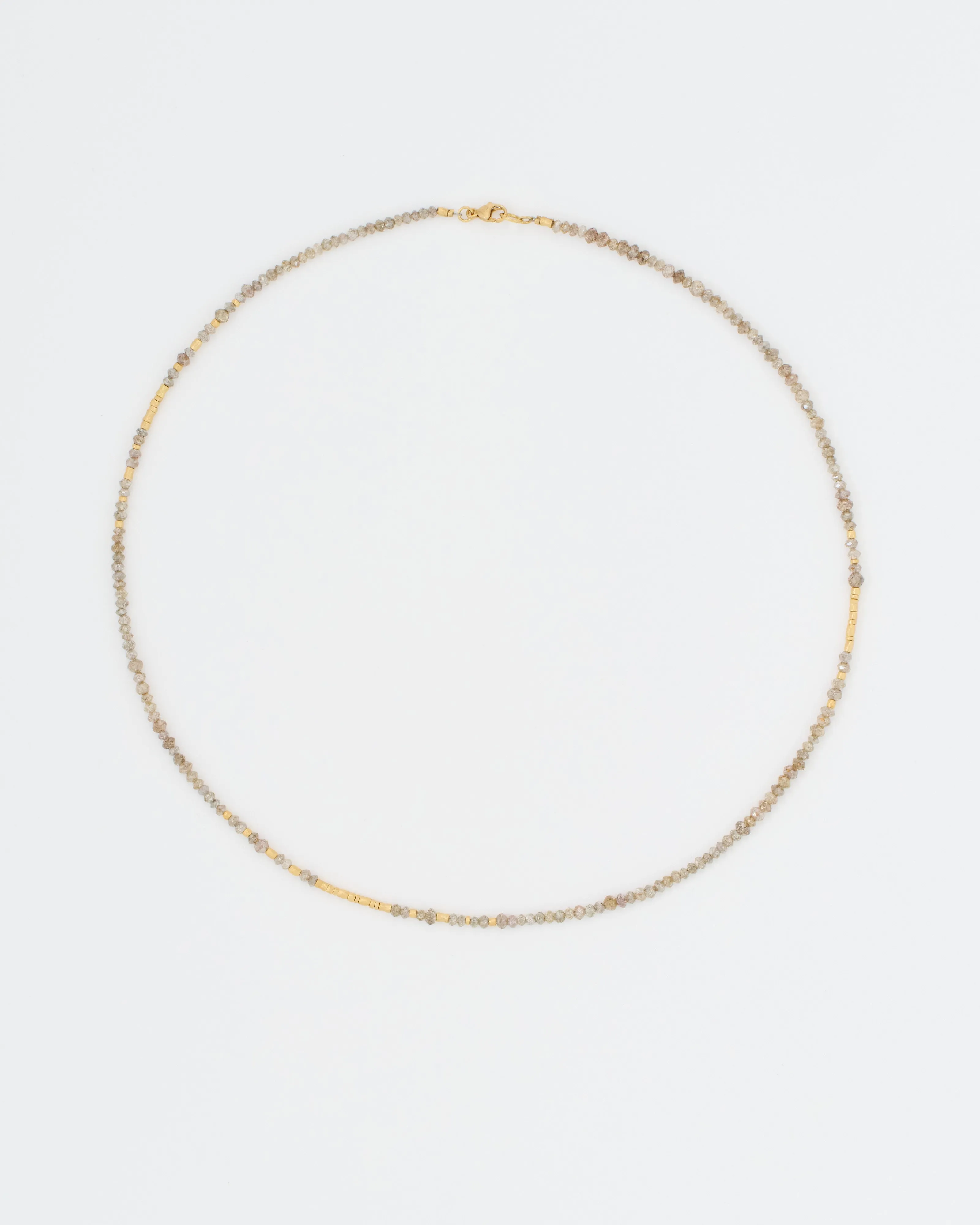 gold and grey diamond round beaded necklace
