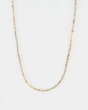 gold and grey diamond round beaded necklace