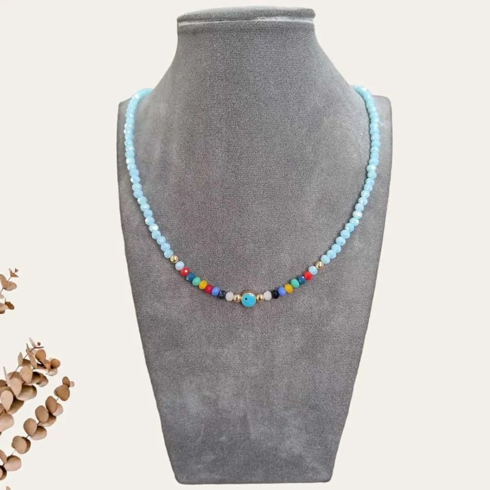 Gold Blue Eye Necklace