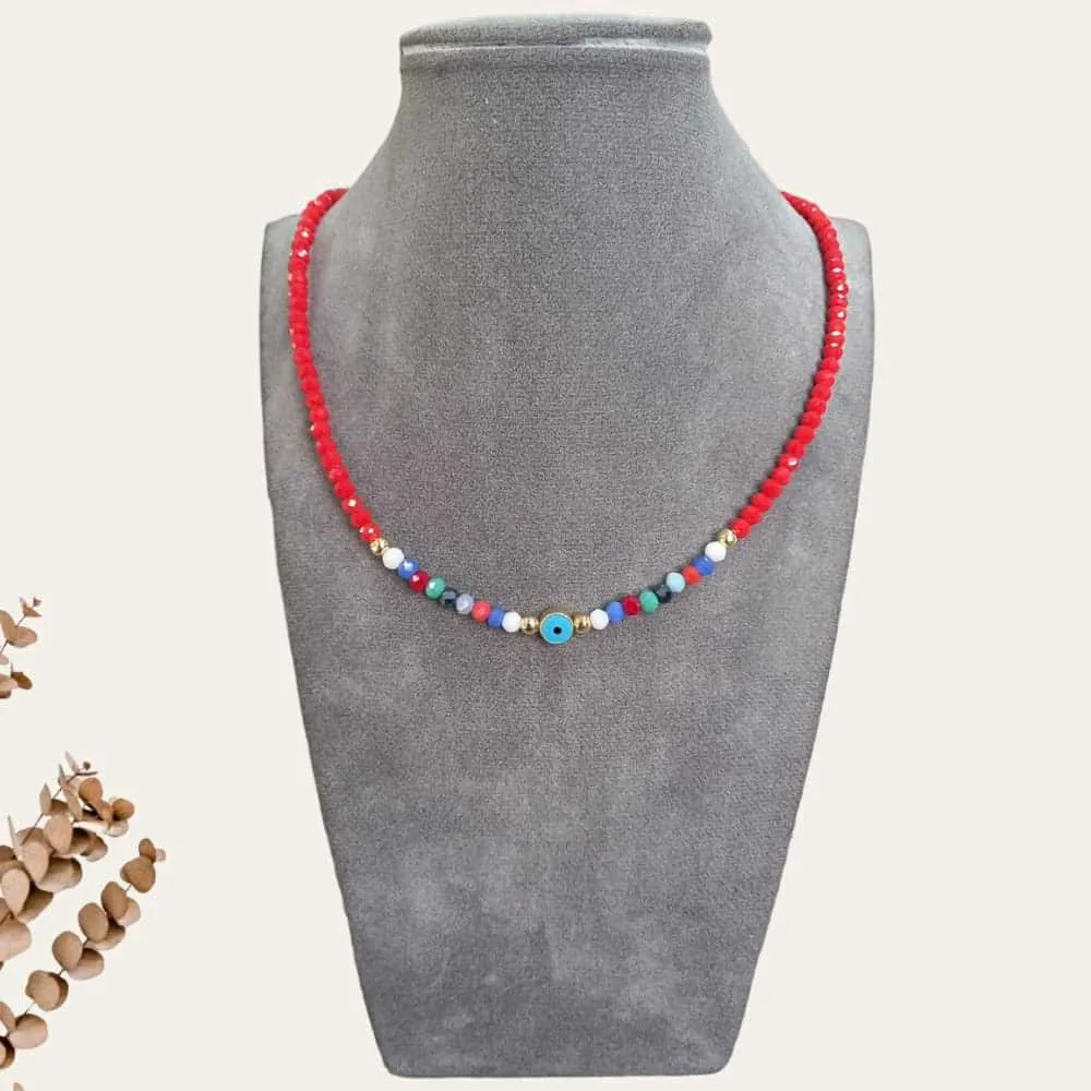 Gold Blue Eye Necklace