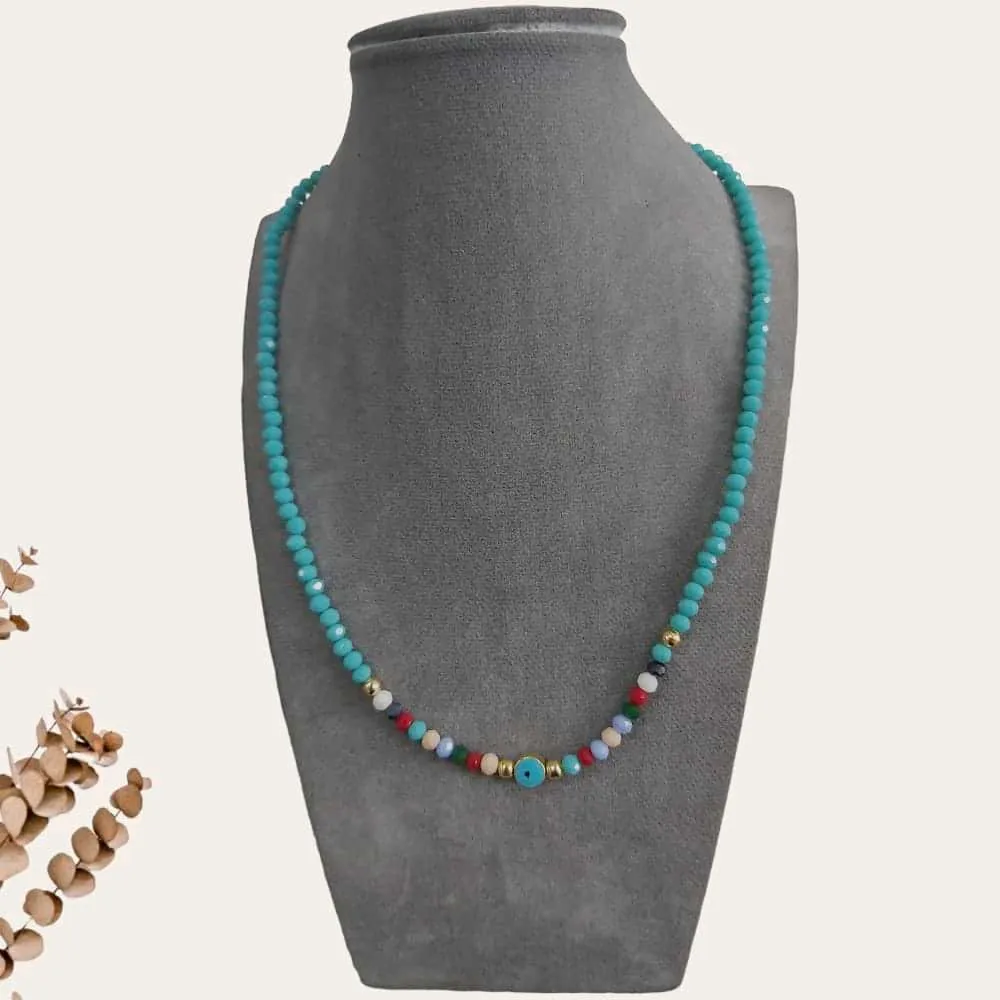 Gold Blue Eye Necklace
