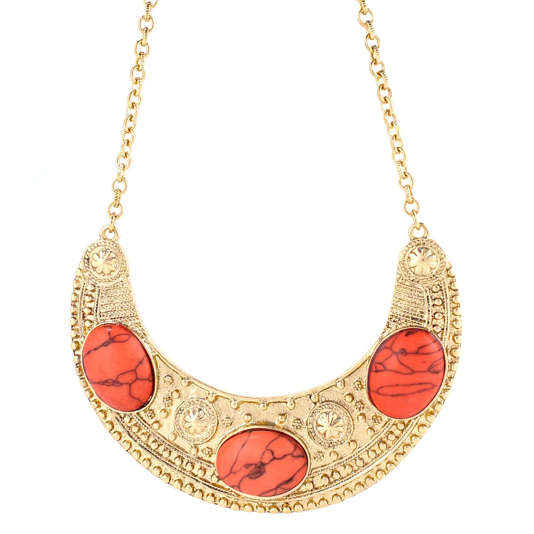 GOLD CORAL BIB NECKLACE  #FW1404415 (SHOWROOM)