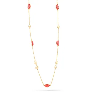 GOLD CORAL COLOR STONE NECKLACES #FW1203521 (SD16)