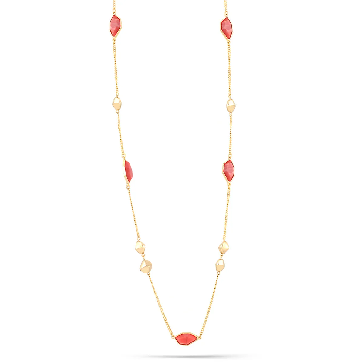 GOLD CORAL COLOR STONE NECKLACES #FW1203521 (SD16)