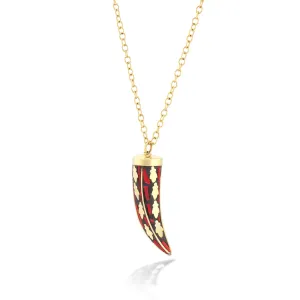 GOLD-CORAL HORN PENDANT NECKLACE  #KBI-NL-A2747GR (QB9)