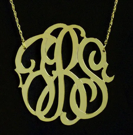 Gold Filled 3 Initial Monogram Necklace