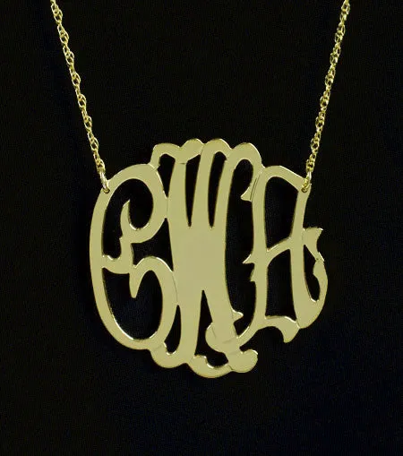 Gold Filled 3 Initial Monogram Necklace
