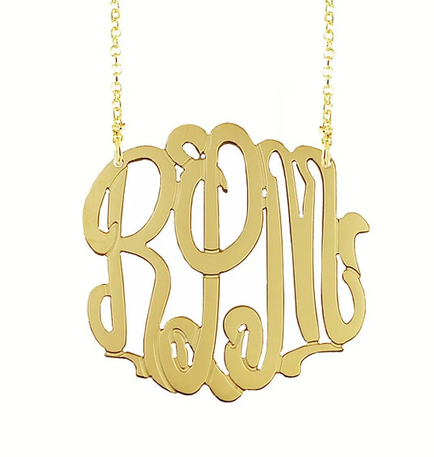 Gold Filled 3 Initial Monogram Necklace
