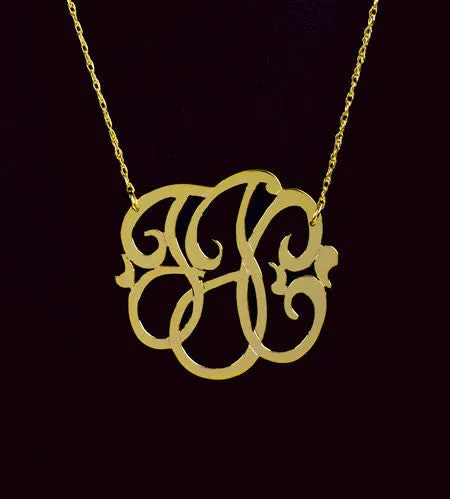 Gold Filled 3 Initial Monogram Necklace