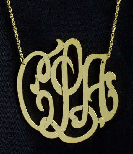 Gold Filled 3 Initial Monogram Necklace