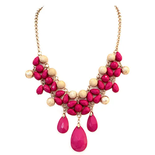 GOLD FUCHSIA NECKLACE  #SC31622_G-FUCHSIA (BC15)