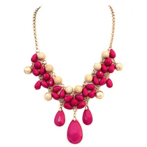 GOLD FUCHSIA NECKLACE  #SC31622_G-FUCHSIA (BC15)