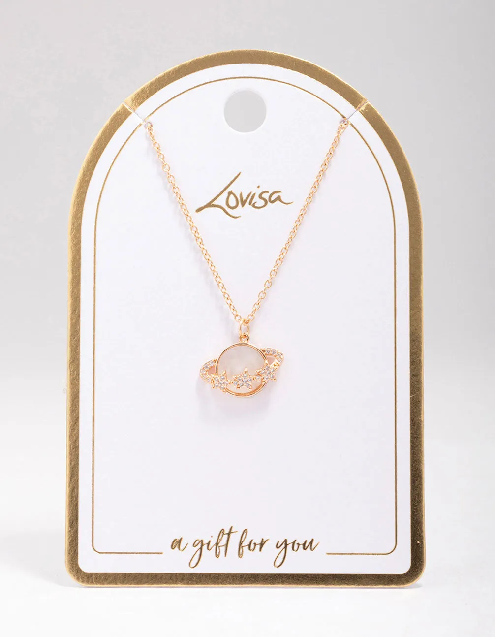 Gold Planet Shell Pendant Necklace
