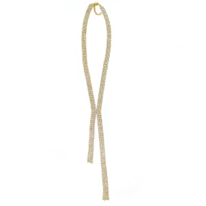GOLD RHINESTONE CRYSTAL TASSEL NECKLACE #WKK-1581GLD(FB26)