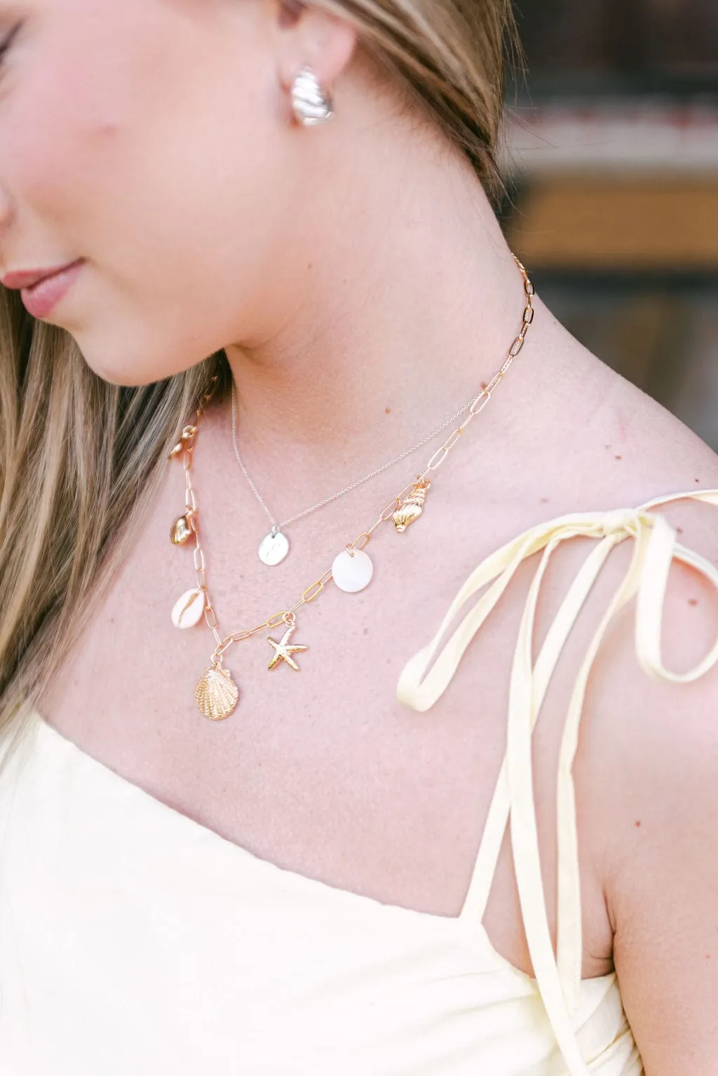 Gold Seashell Charm Necklace