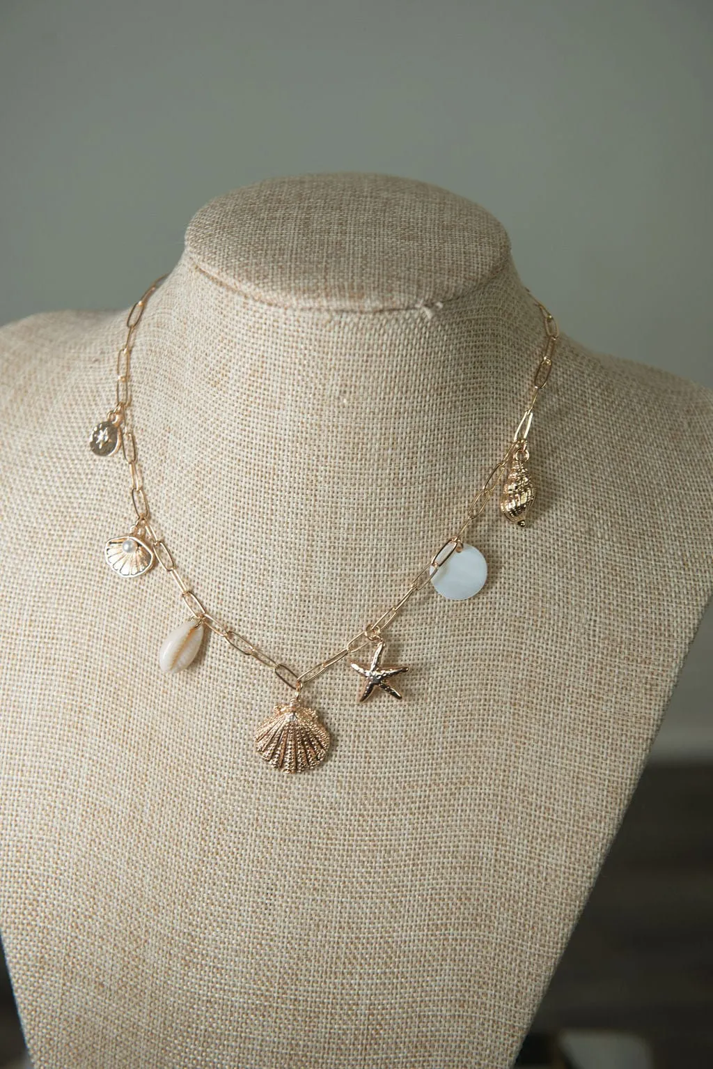 Gold Seashell Charm Necklace