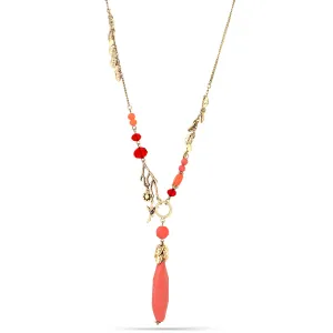 GOLD-TONE METAL CORAL BEADS NECKLACES #305RD1401 (5C3/3E6)