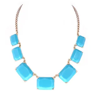GOLD TURQUOISE  SQUARE CUT BEAD GOLD NECKLACE  #SC31623_GLD-TRQ (FD17/B15)