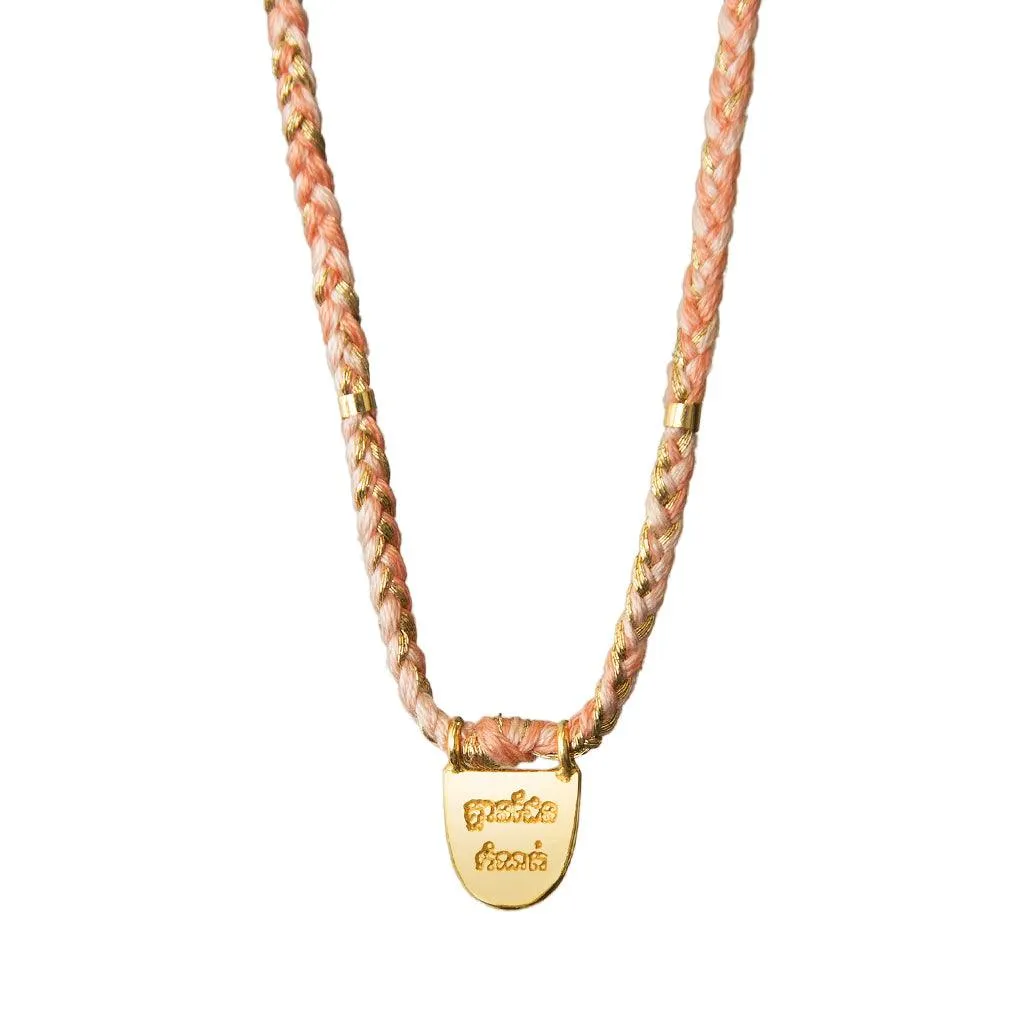 Gold Vermeil "Without Limits" Necklace on Flamingo Cotton Cord