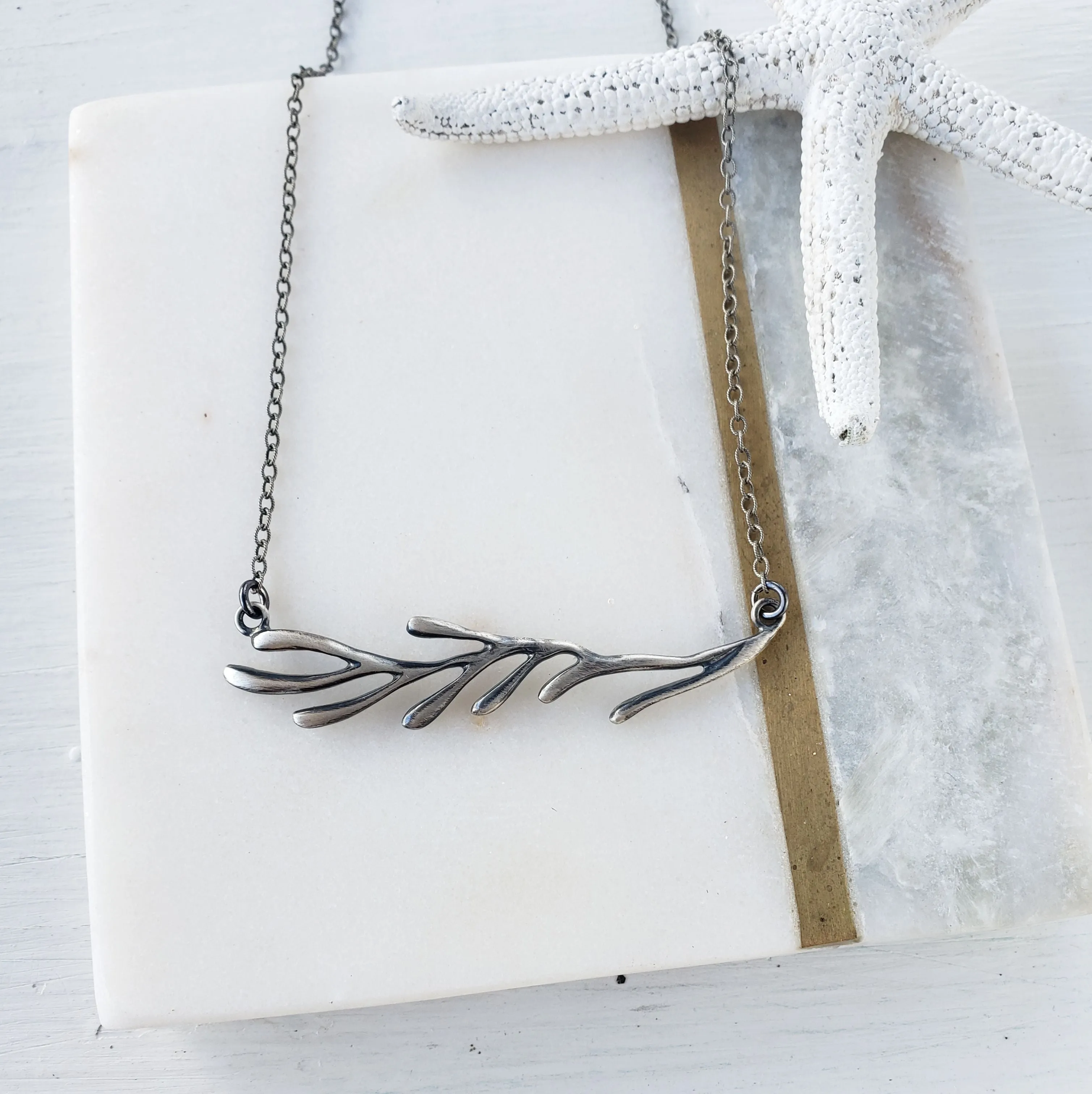 Gold Vermeil- Sterling Silver Coral Branch Necklace