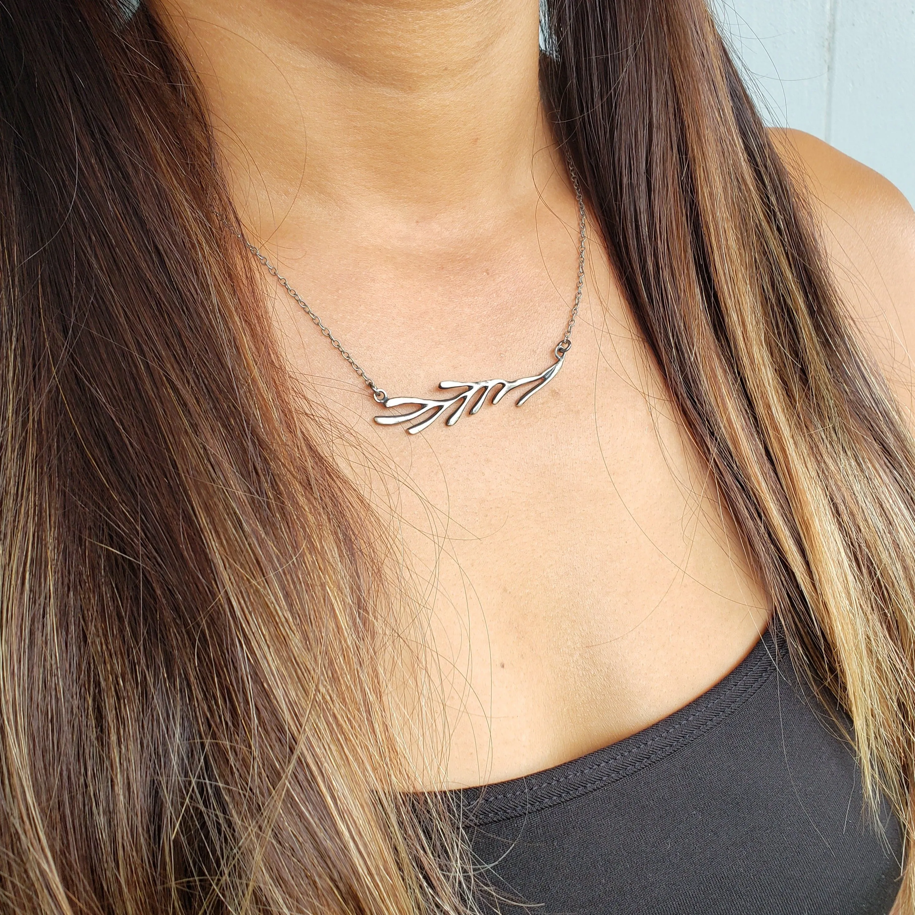 Gold Vermeil- Sterling Silver Coral Branch Necklace