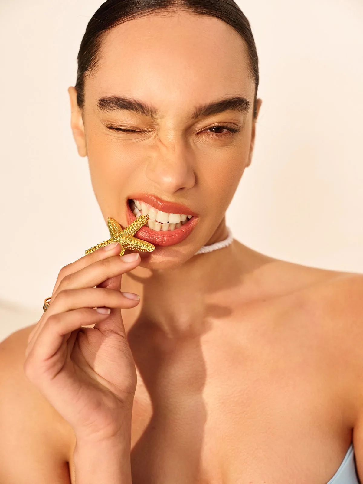 Golden Starfish Rope Necklace