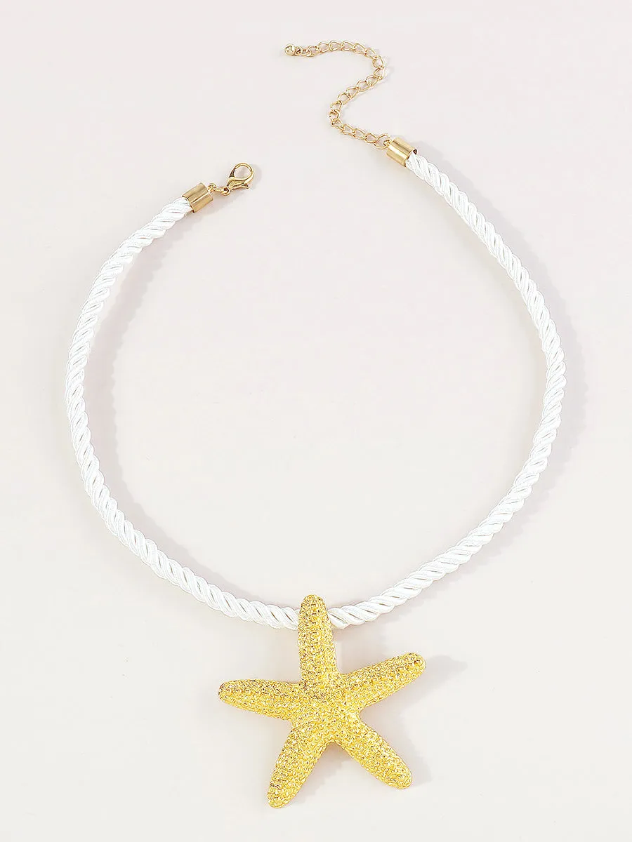 Golden Starfish Rope Necklace