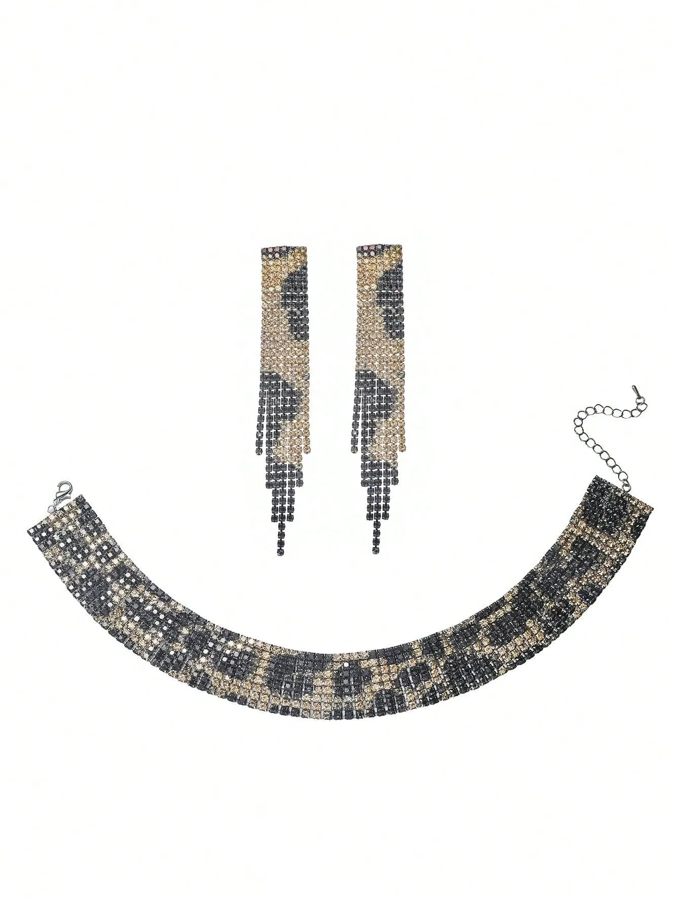 Gorgeous Leopard Crystal Rhinestone Necklace Earrings Set- FD ⚡