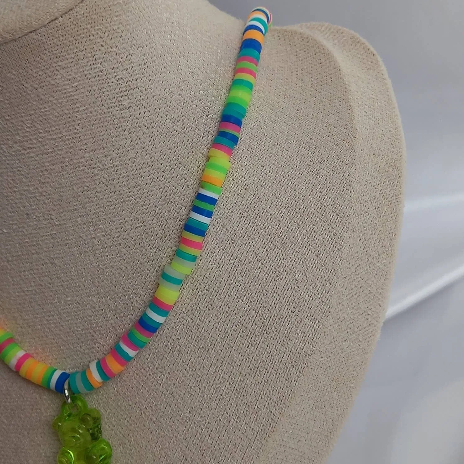 Green Gummy Bear Bead Necklace - Necklaces In The UK,Gummy Bear Necklaces,Green Beaded Necklaces In The UK,Green Beaded Jewellery In The UK