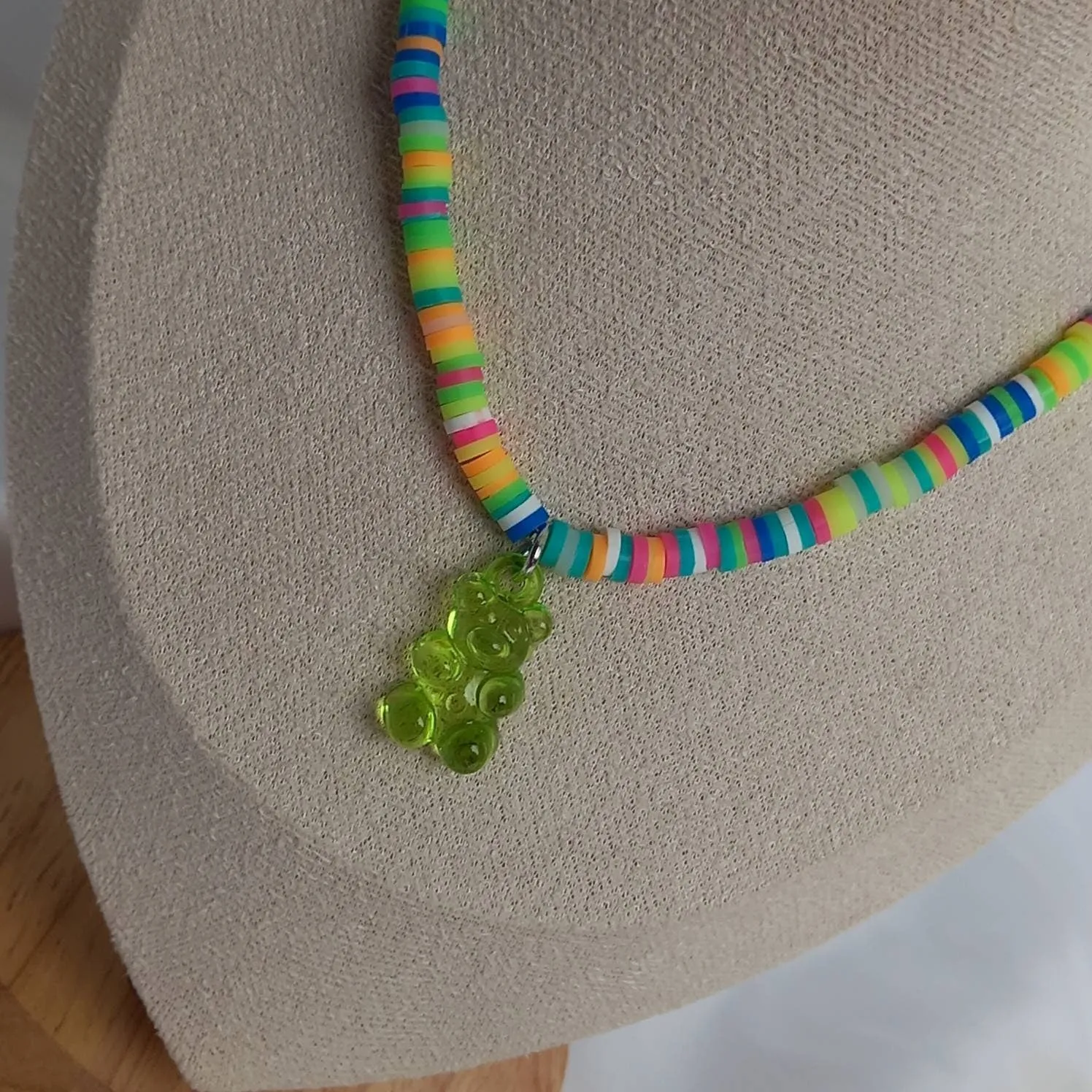 Green Gummy Bear Bead Necklace - Necklaces In The UK,Gummy Bear Necklaces,Green Beaded Necklaces In The UK,Green Beaded Jewellery In The UK